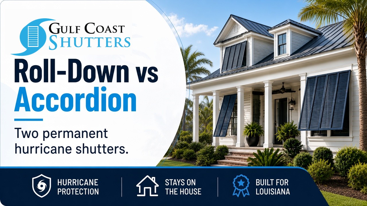 Roll-Down vs Accordion: two permanent hurricane shutters